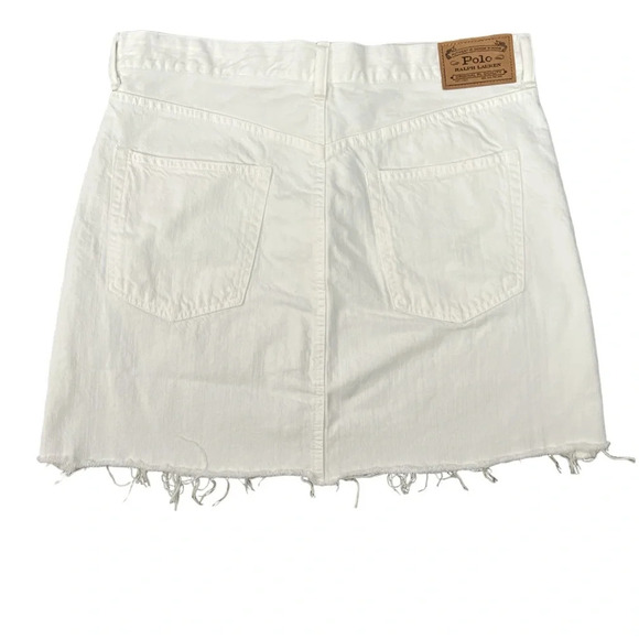 Polo Ralph Lauren Women White Distressed Hem Short Denim Jean Skirt Size 31 - Picture 7 of 13